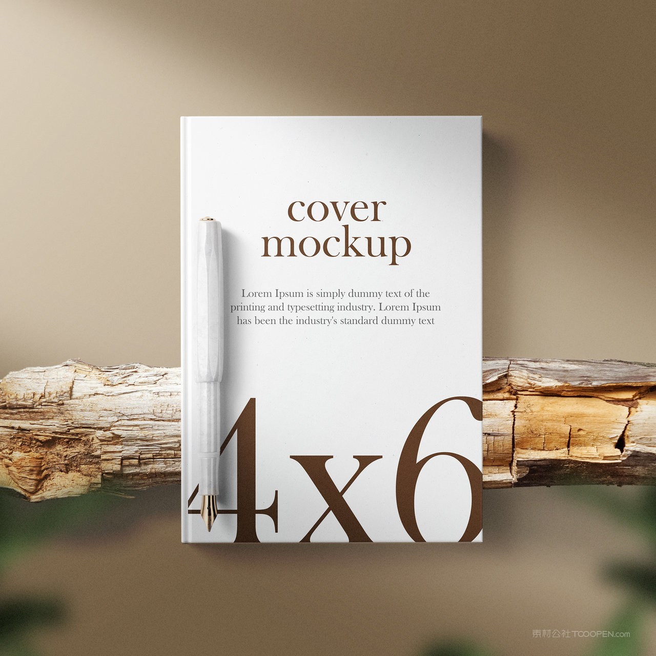 木头上的杂志画册书籍封面贴图样机