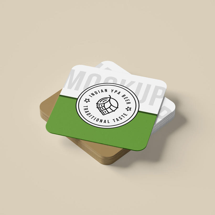 方形啤酒垫子贴图样机