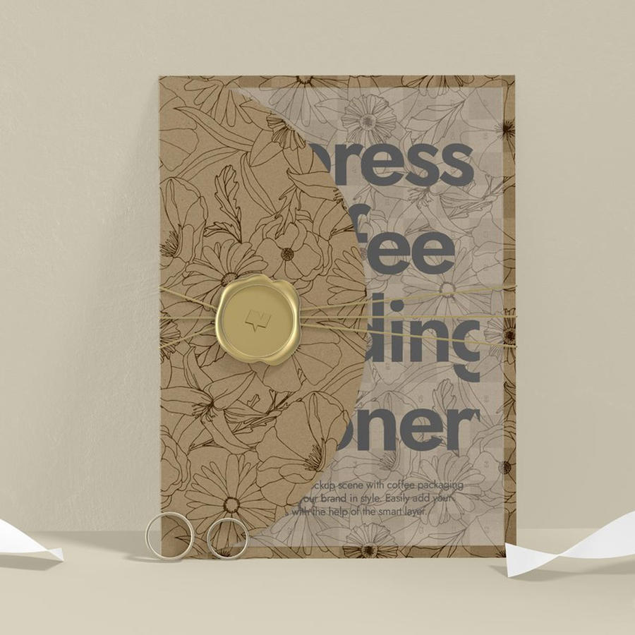 复古对折婚礼派对邀请函样机