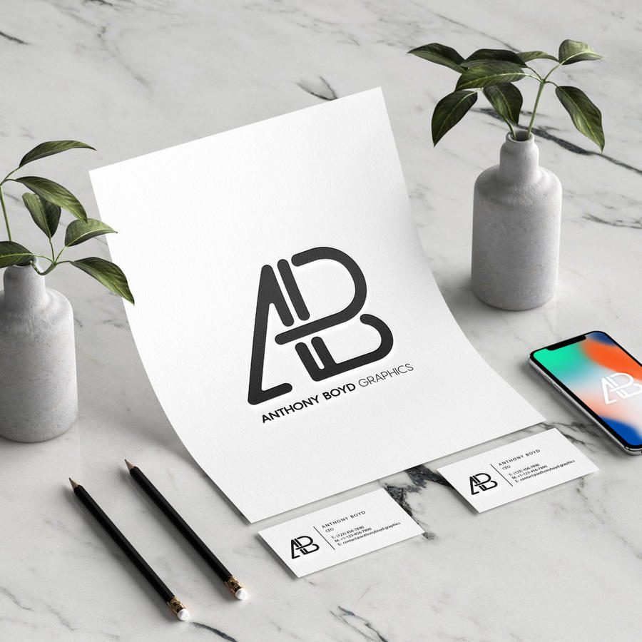 A4纸张和名片品牌标识模型