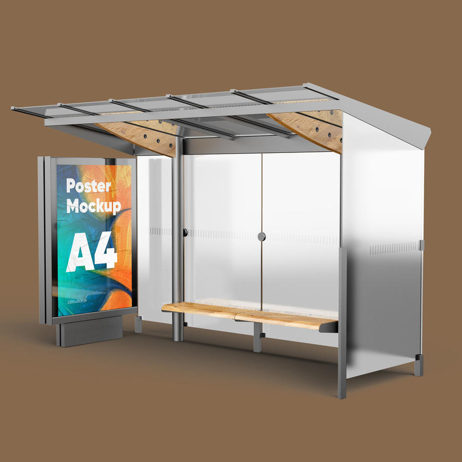 美术艺术展览馆候车亭公交站海报样机