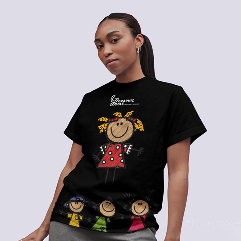 黑人女孩T恤样机