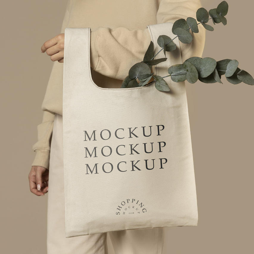 手挎环保袋样机帆布包logo样机
