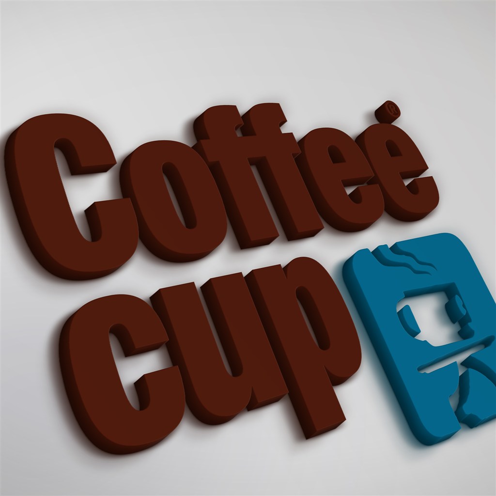 3D立体咖啡馆logo样机