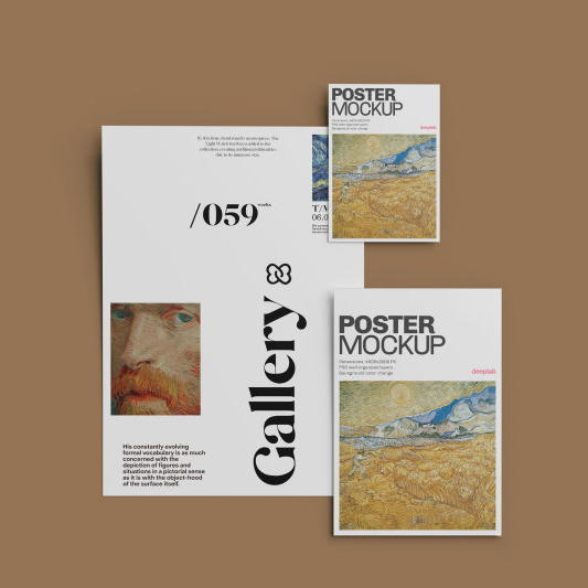 美术艺术展览馆DM单宣传单海报折页样机