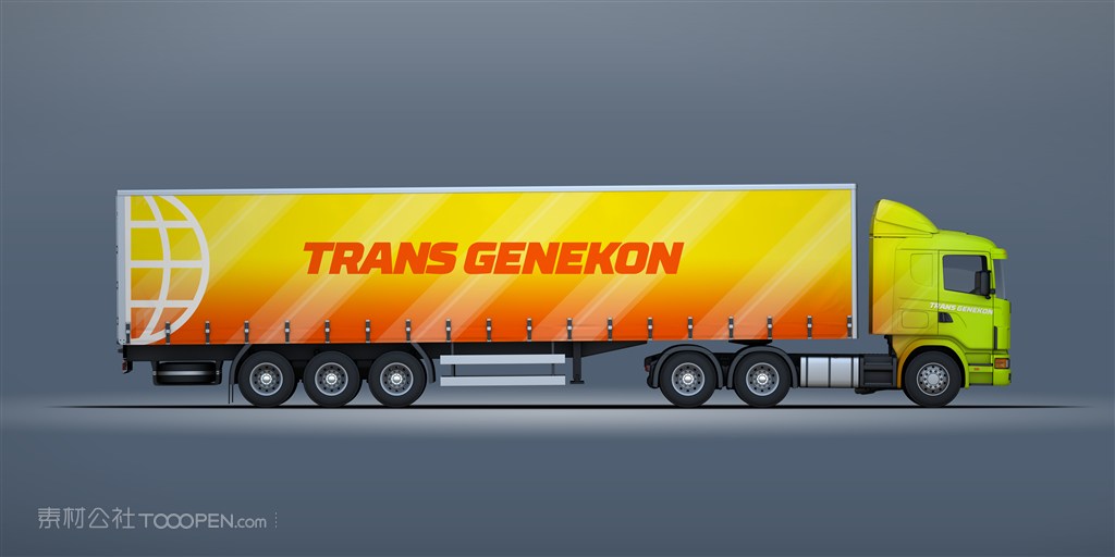 公共汽车大巴车厢式货车面包车贴图样机设计模板效果VI素材PSD分层