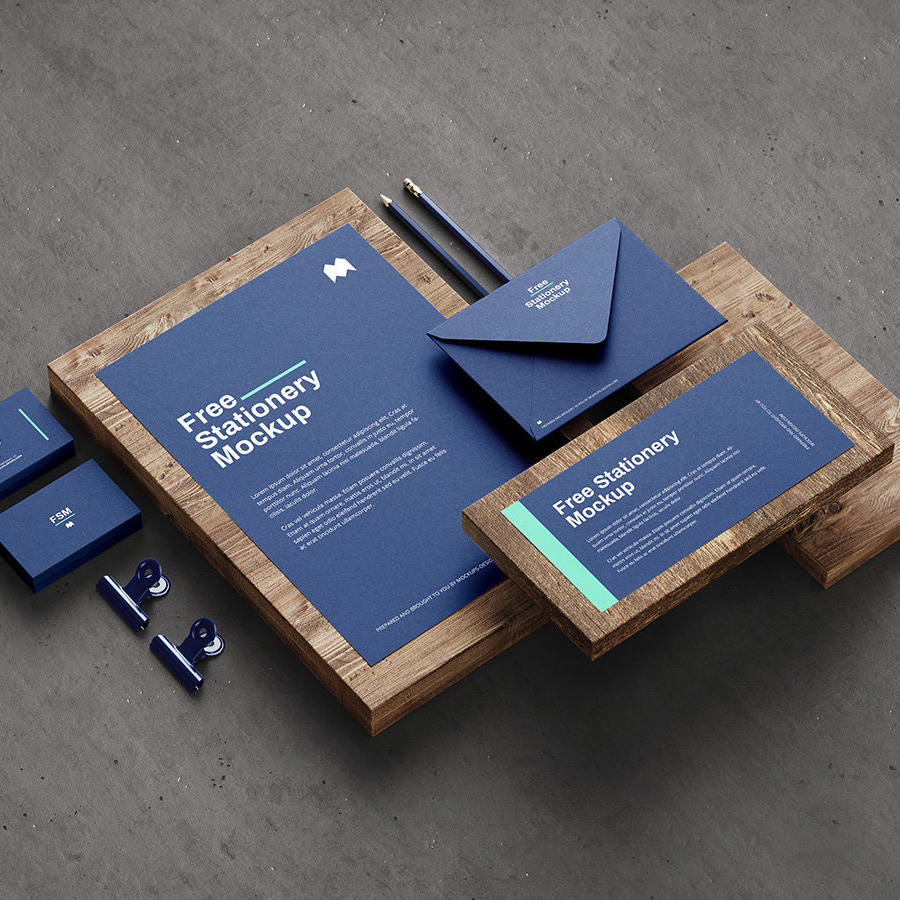 信封名片单页VI样机贴图素材