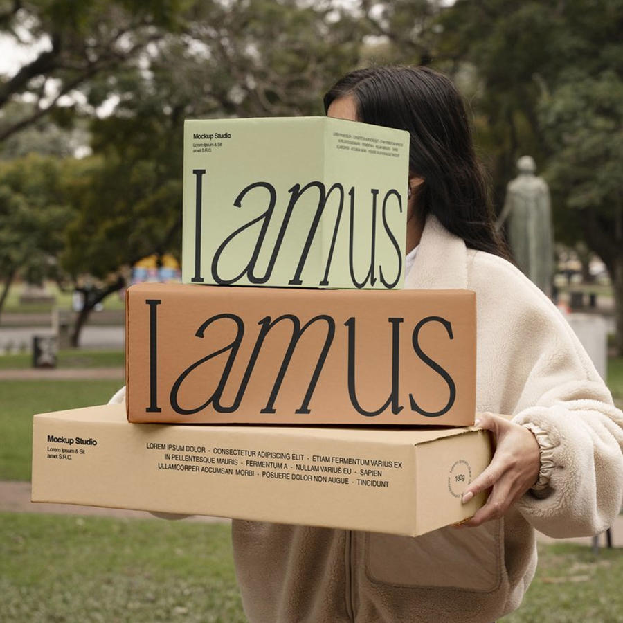 手持多规格包装盒纸盒样机