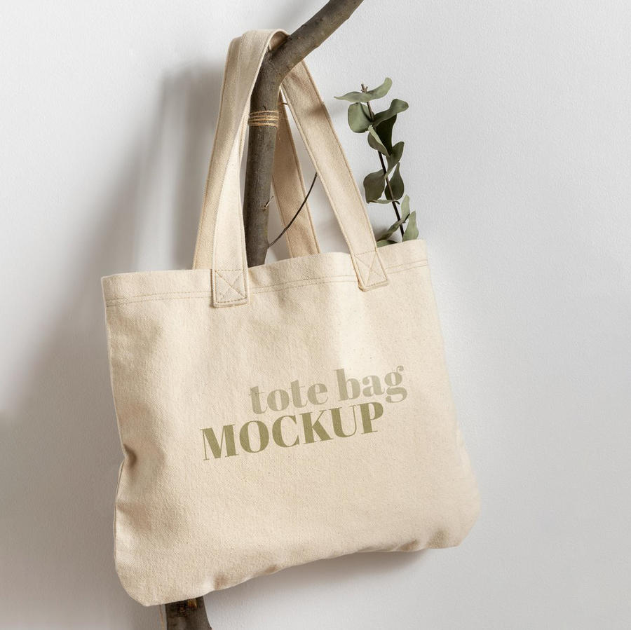 花束米色袋帆布袋手提袋环保袋样机