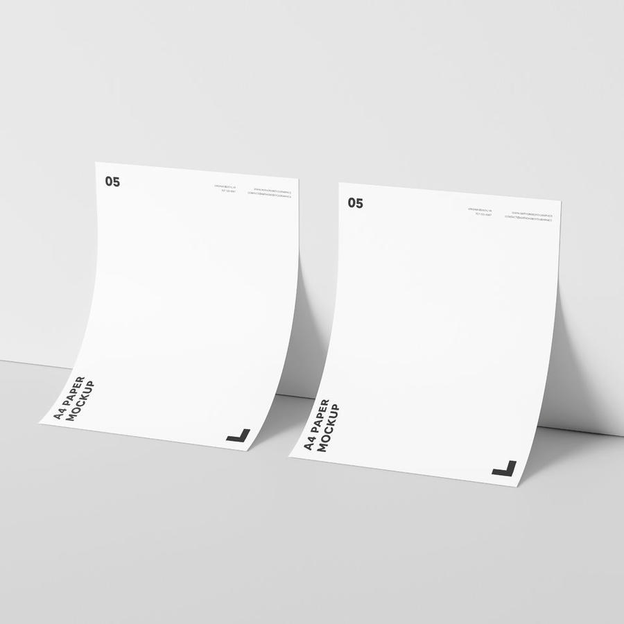 双a4纸靠墙模型样机素材