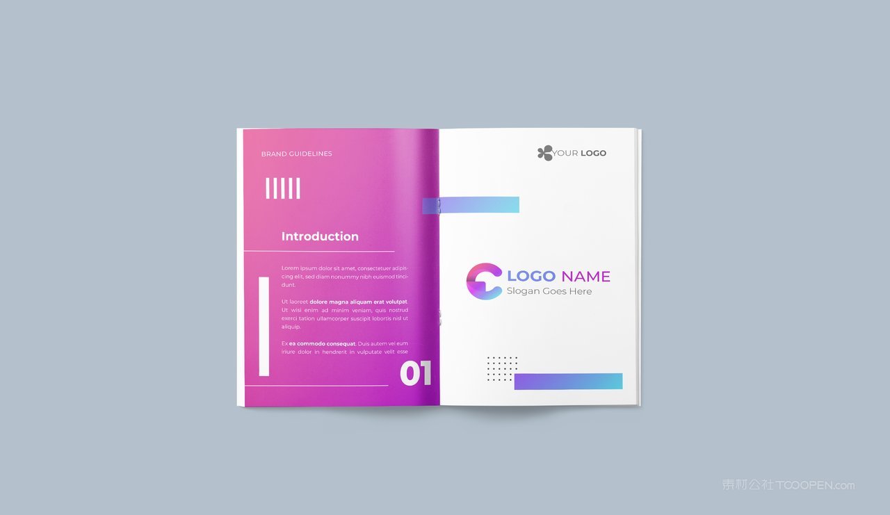 翻开书籍打开书本样机画册杂志效果