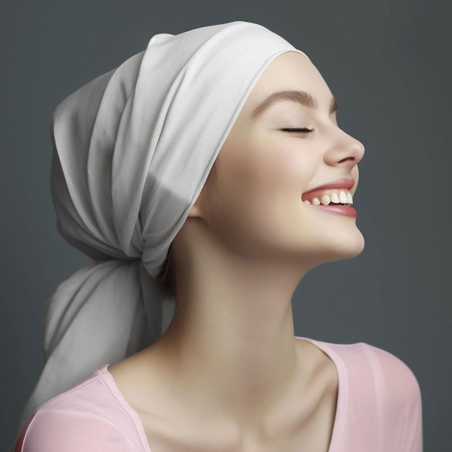 实拍女生头巾丝巾样机