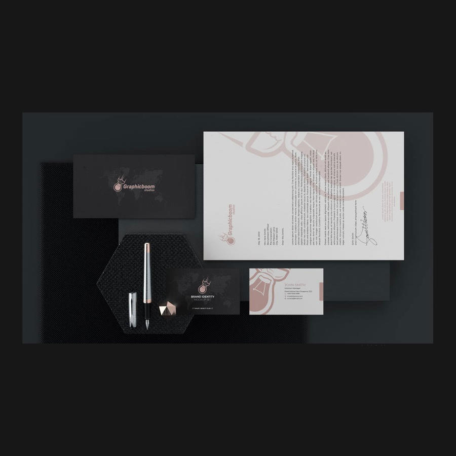 高端暗黑品牌文具套装样机