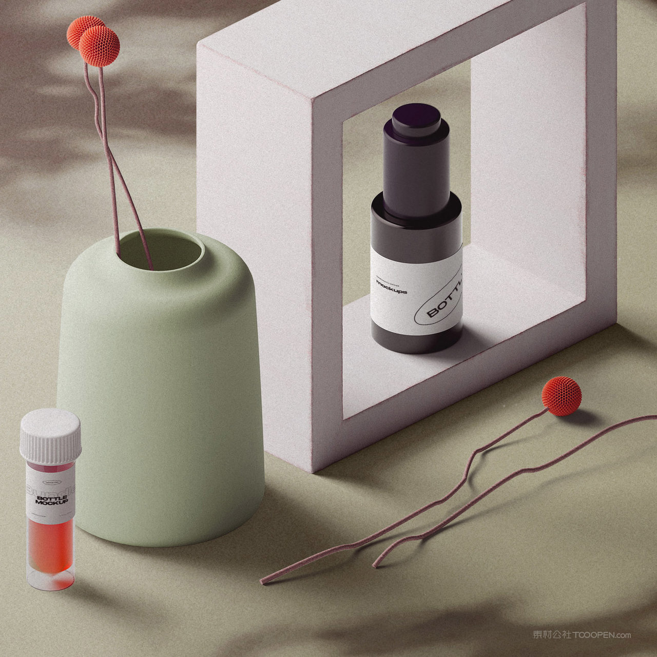 极简品牌vi化妆品护肤品包装贴图样机