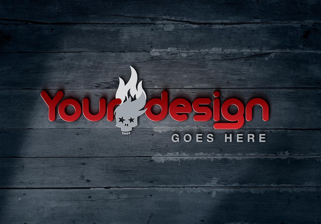 逼真骷髅火焰LOGO设计样机模板