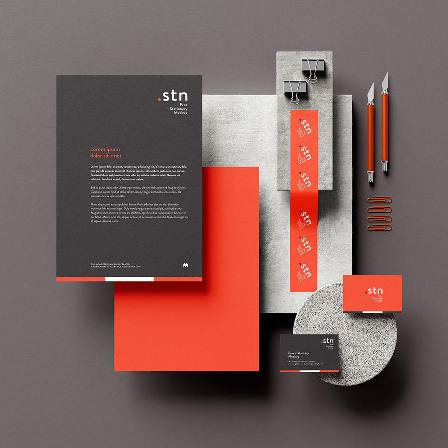 高端大红色名片单页VI场景样机素材