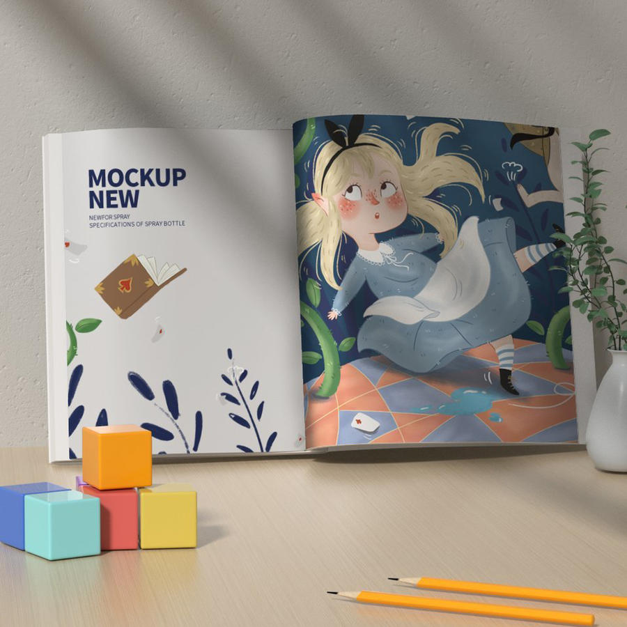 卡通可爱儿童读物绘本样机 (3)