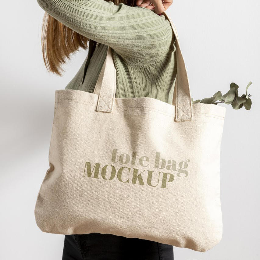 单肩包米色环保袋帆布袋贴图样机
