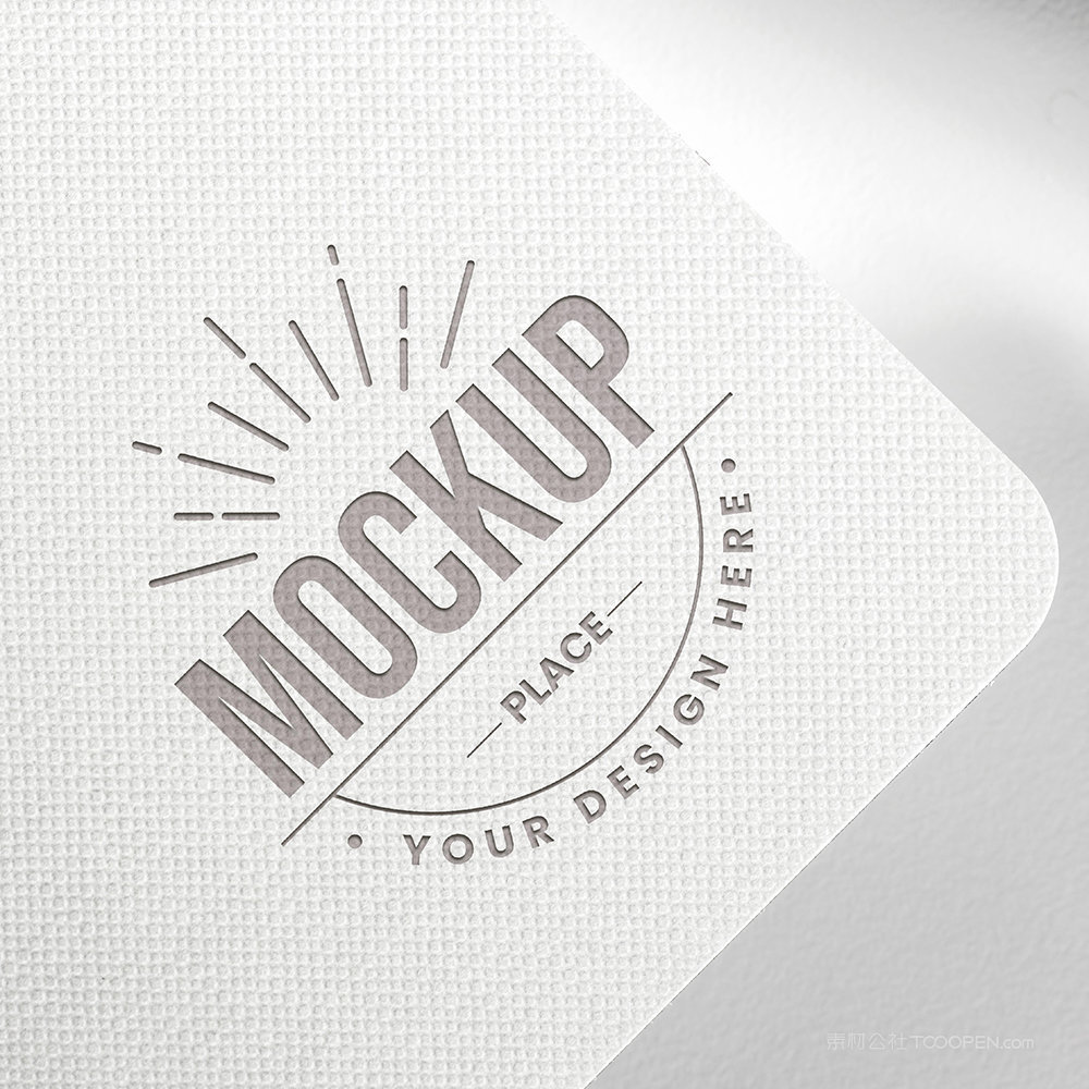 白色特种纸上的凹印logo样机