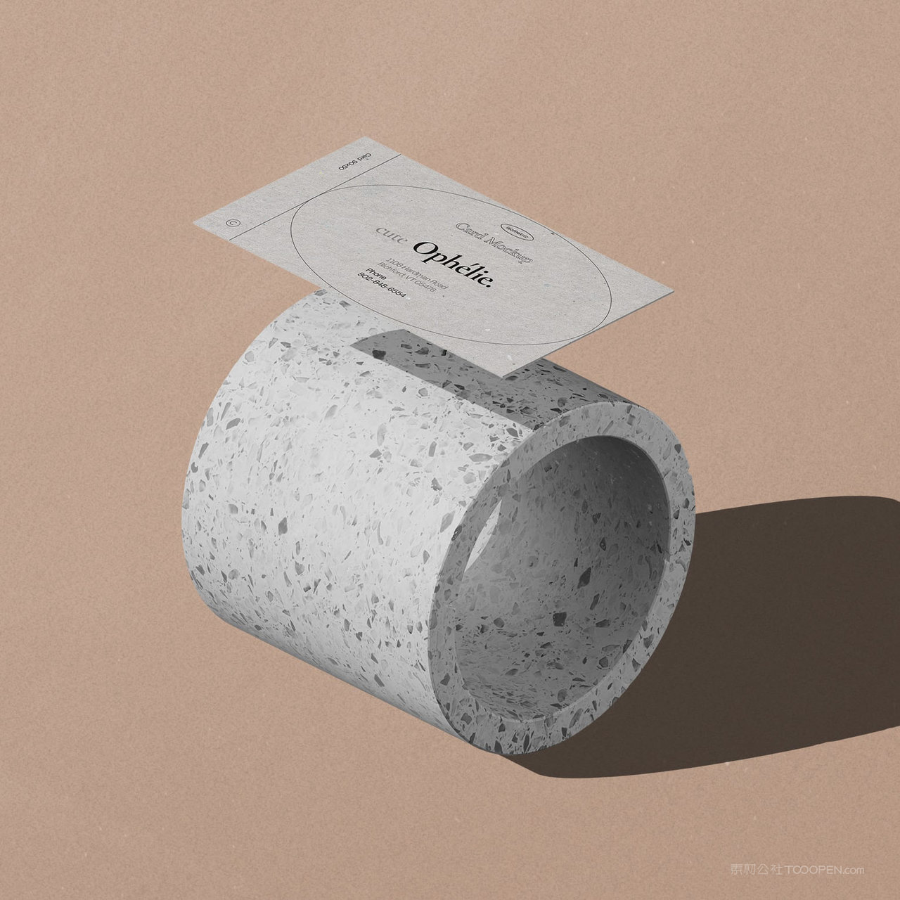 现代极简轻奢化妆品vi悬浮的名片贴图样机