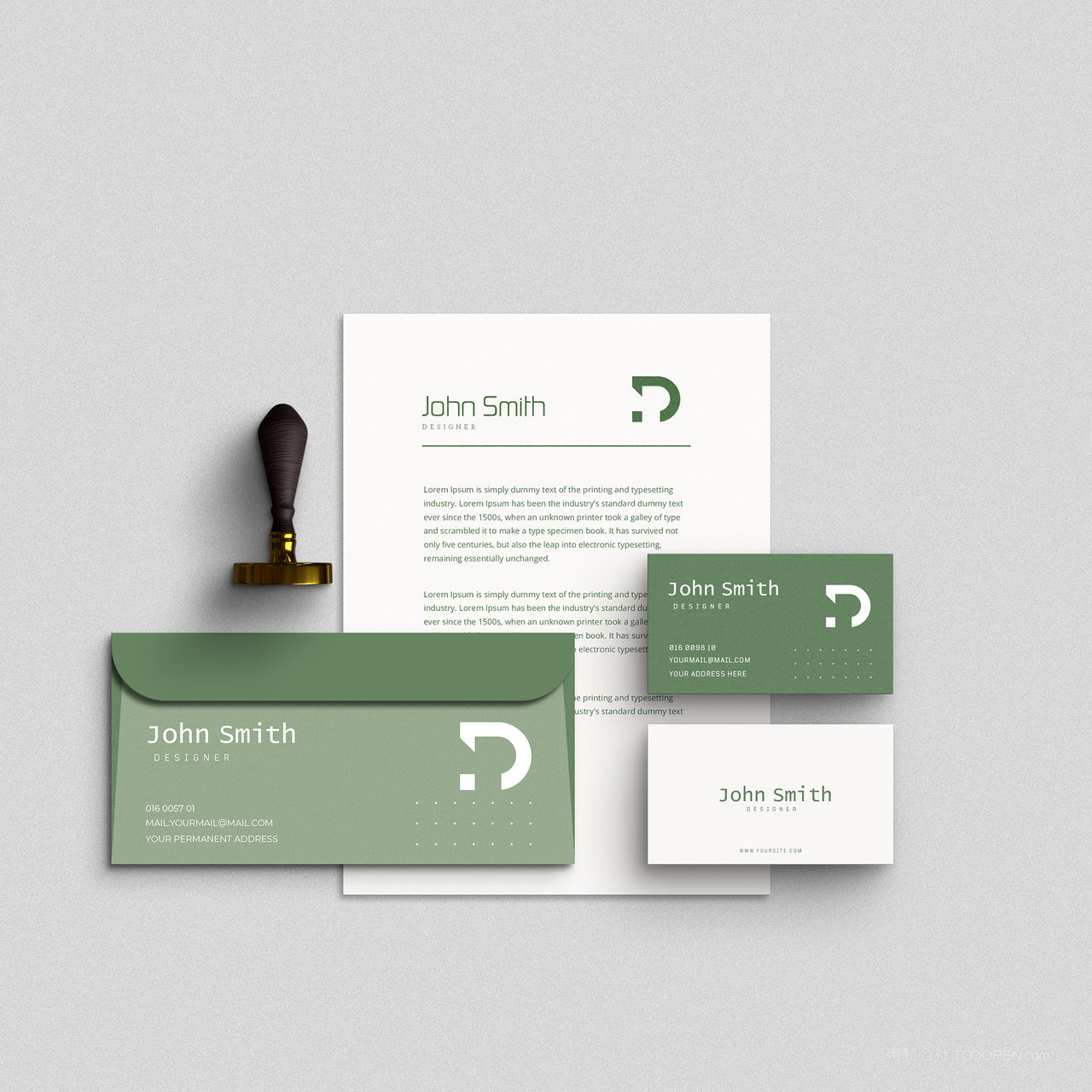 印章信封名片文档vi贴图样机