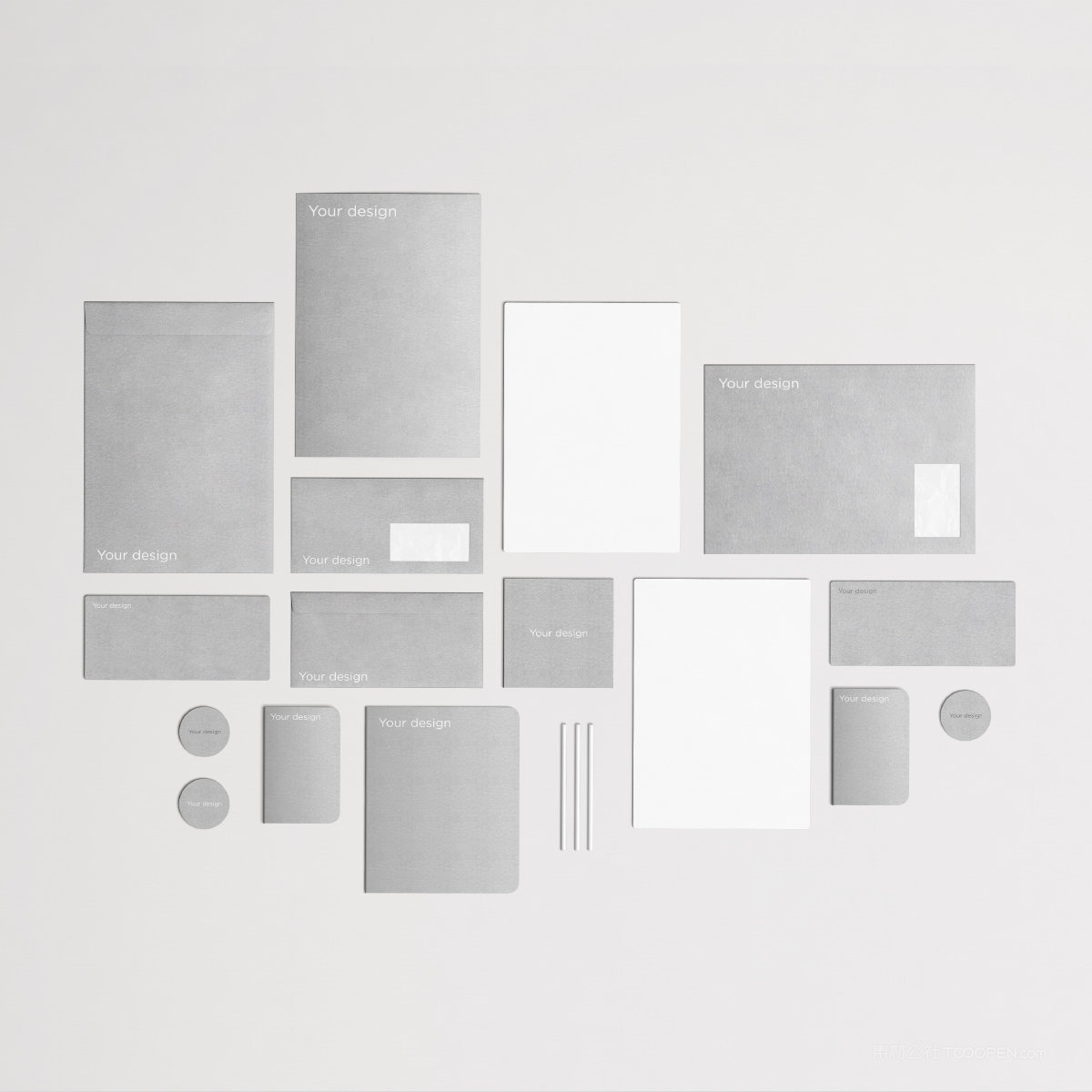 银灰色纸张信封logo品牌展示AI样机