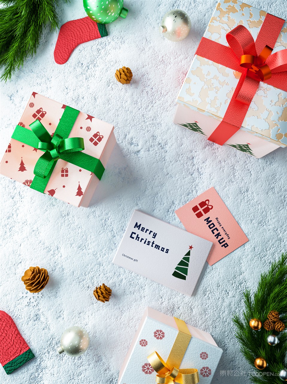圣诞节礼物包装logo图案样机