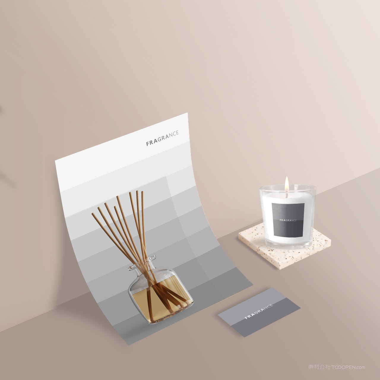 香薰品牌VI宣传单名片蜡烛贴图样机