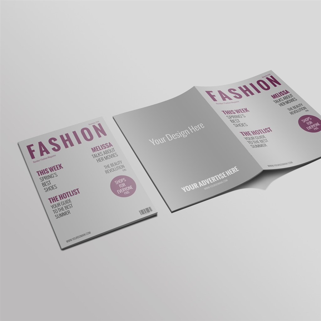 打开的画册折页样机