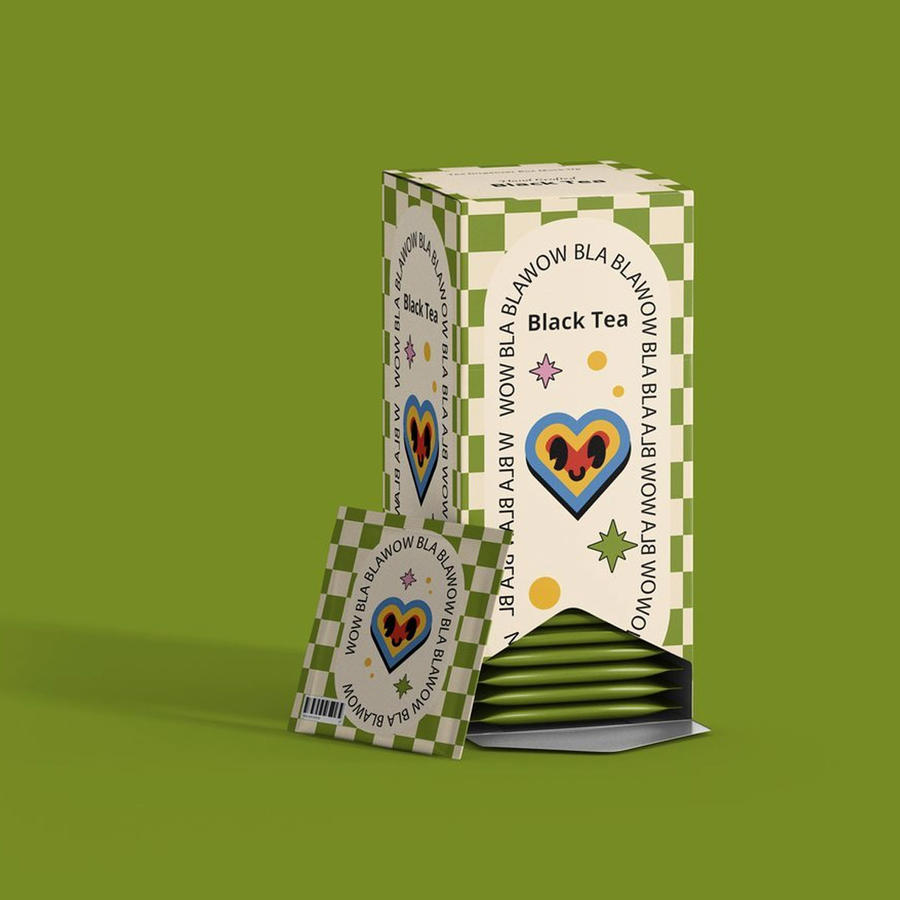 清新绿茶包茶袋包装纸盒样机