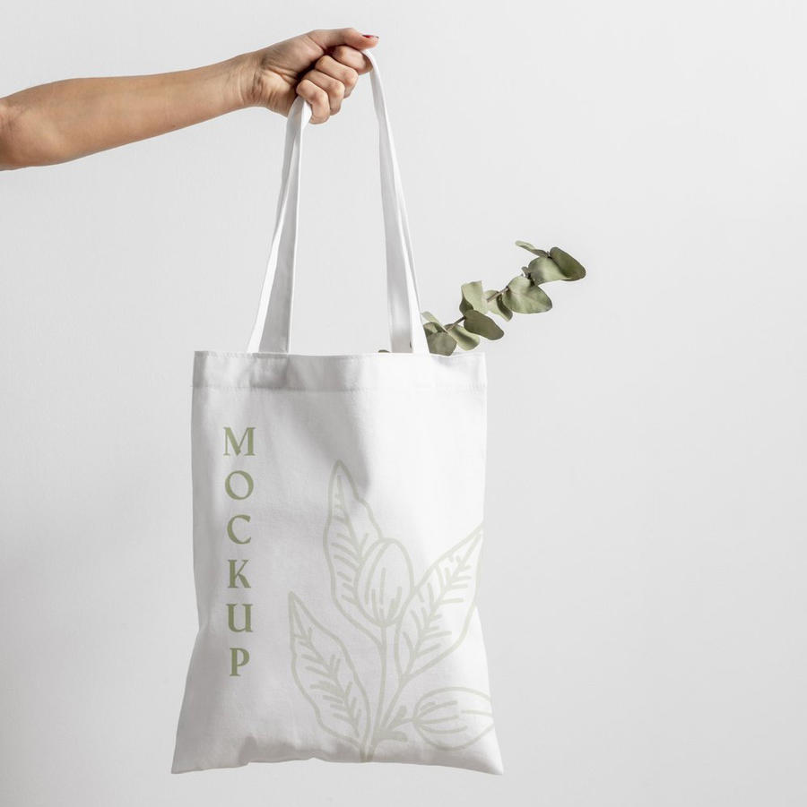 手提白色环保袋布袋贴图样机