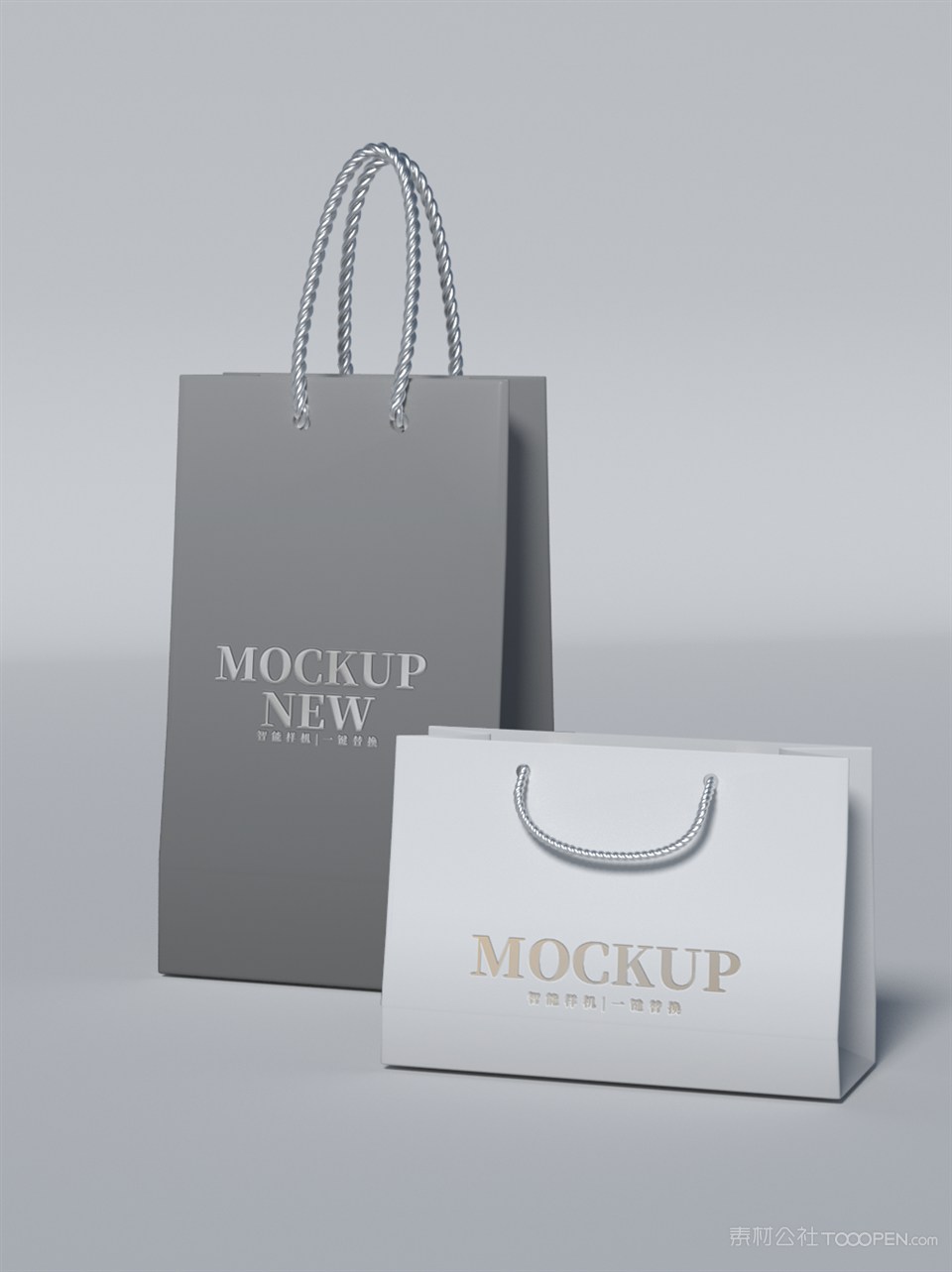 手提纸袋烫银logo样机