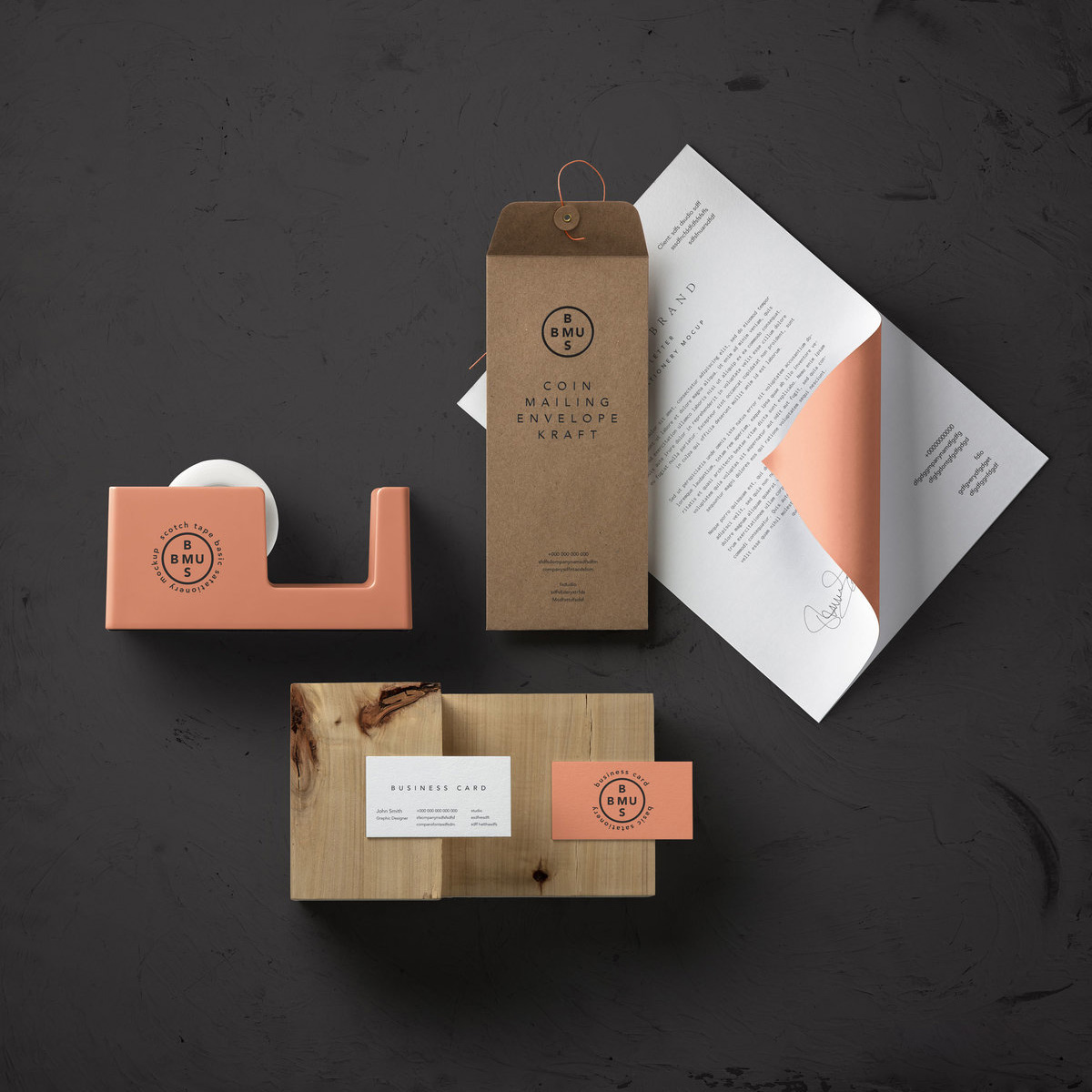 办公用品vis样机效果名片信封文件夹邀请函请柬展示