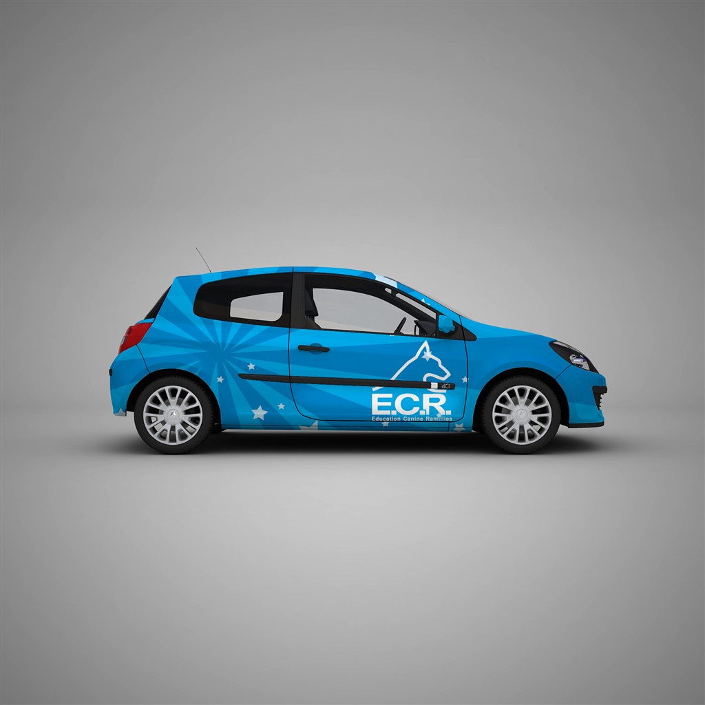 蓝色汽车侧身贴图样机