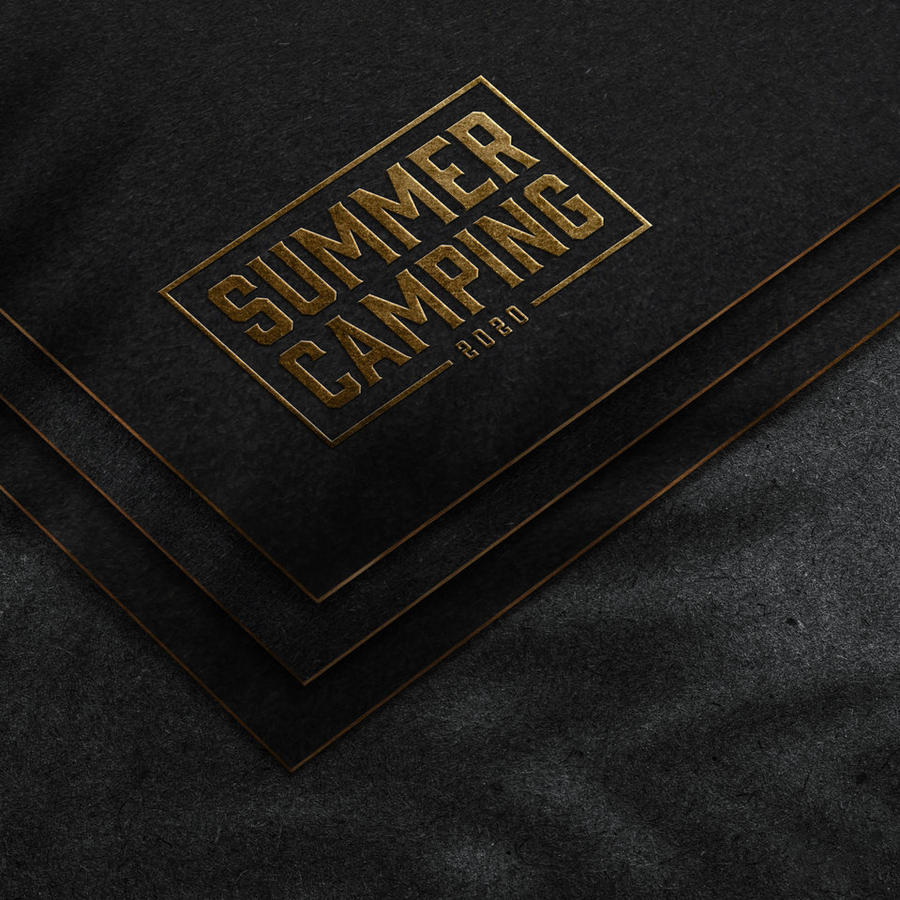 黑色特种纸上的烫金logo样机素材