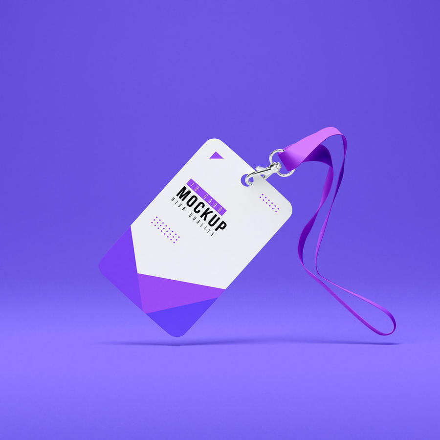 紫色背景工作牌样机工作证样机