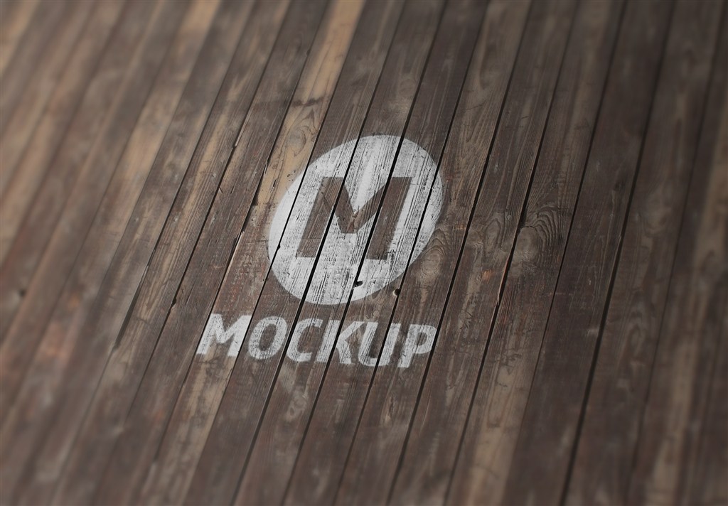 旧木板logo标志样机