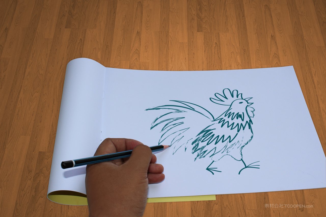 打开画册样机效果书籍画本素描本美术画笔铅笔