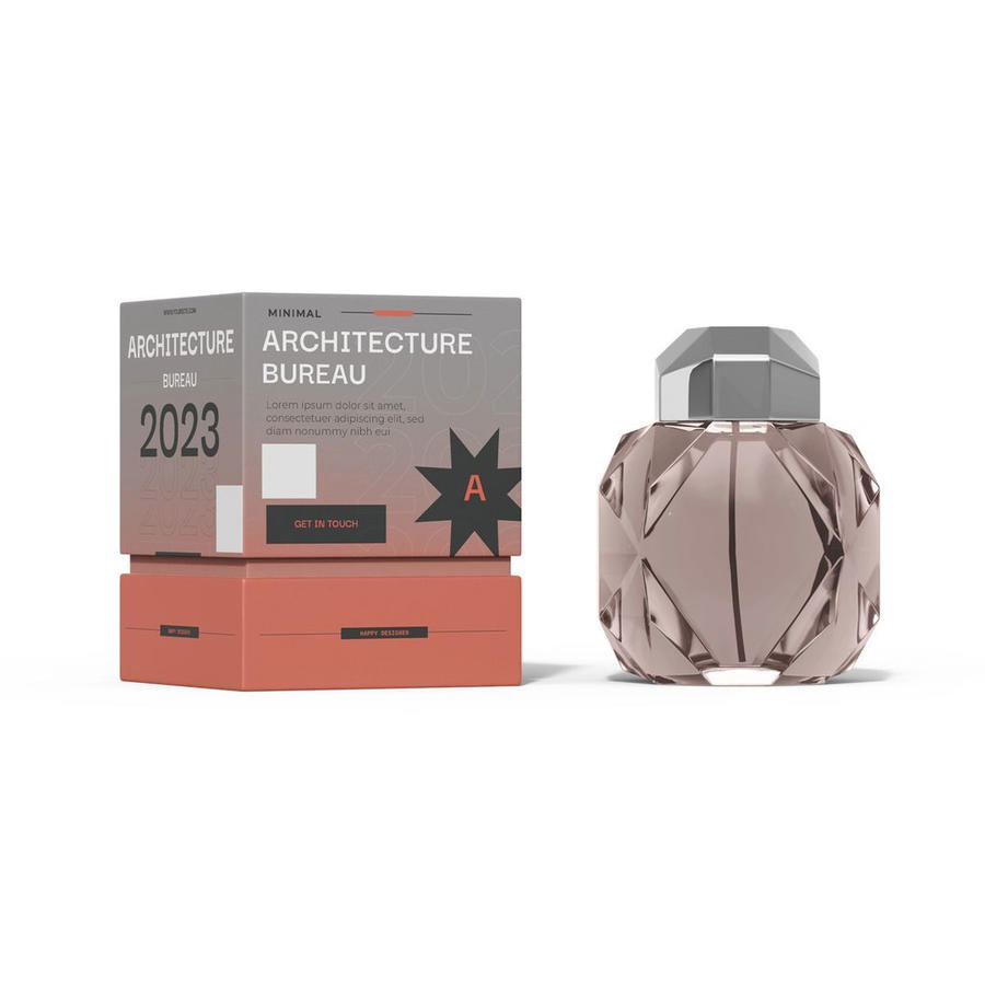 方形天地盖香水精品礼盒包装贴图样机