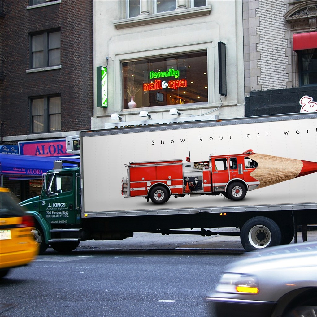 时尚大货车运输车广告样机