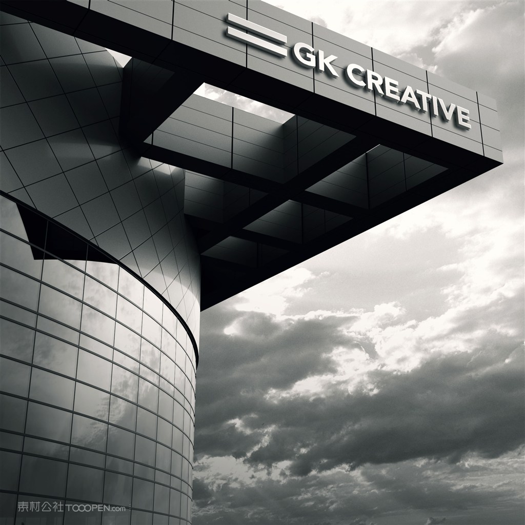 企业公司门头立体标志样机模板