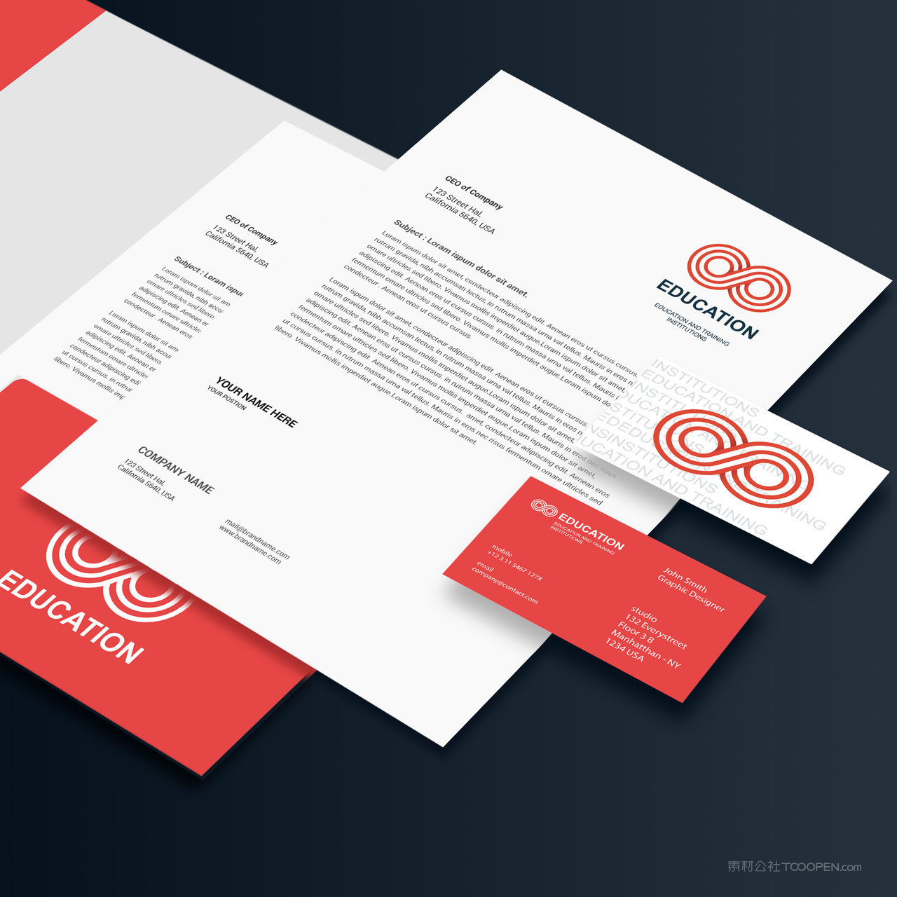 教育培训vi名片文档文件夹贴图样机