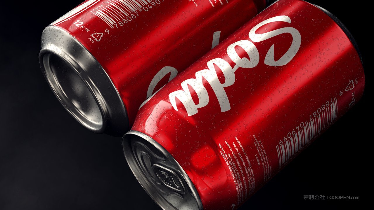 红色易拉罐可口可乐瓶饮料包装样机 (4)