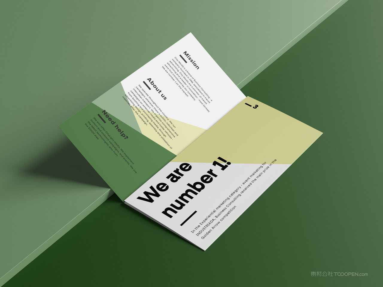 简约清爽的三折页小册子样机