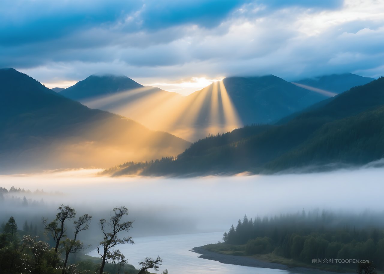 山峰山水湖泊风景景色群山河流唯美自然
