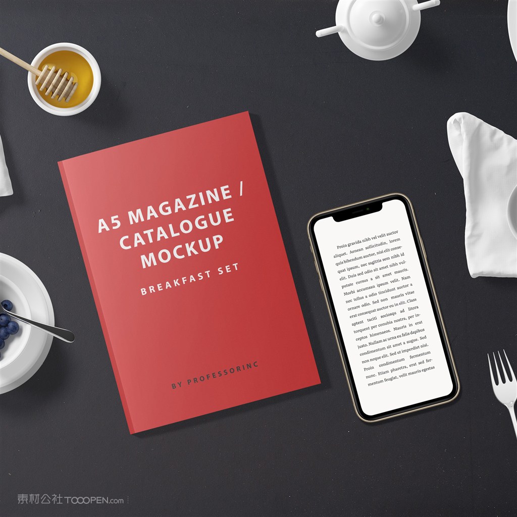 红色产品目录和手机贴图样机