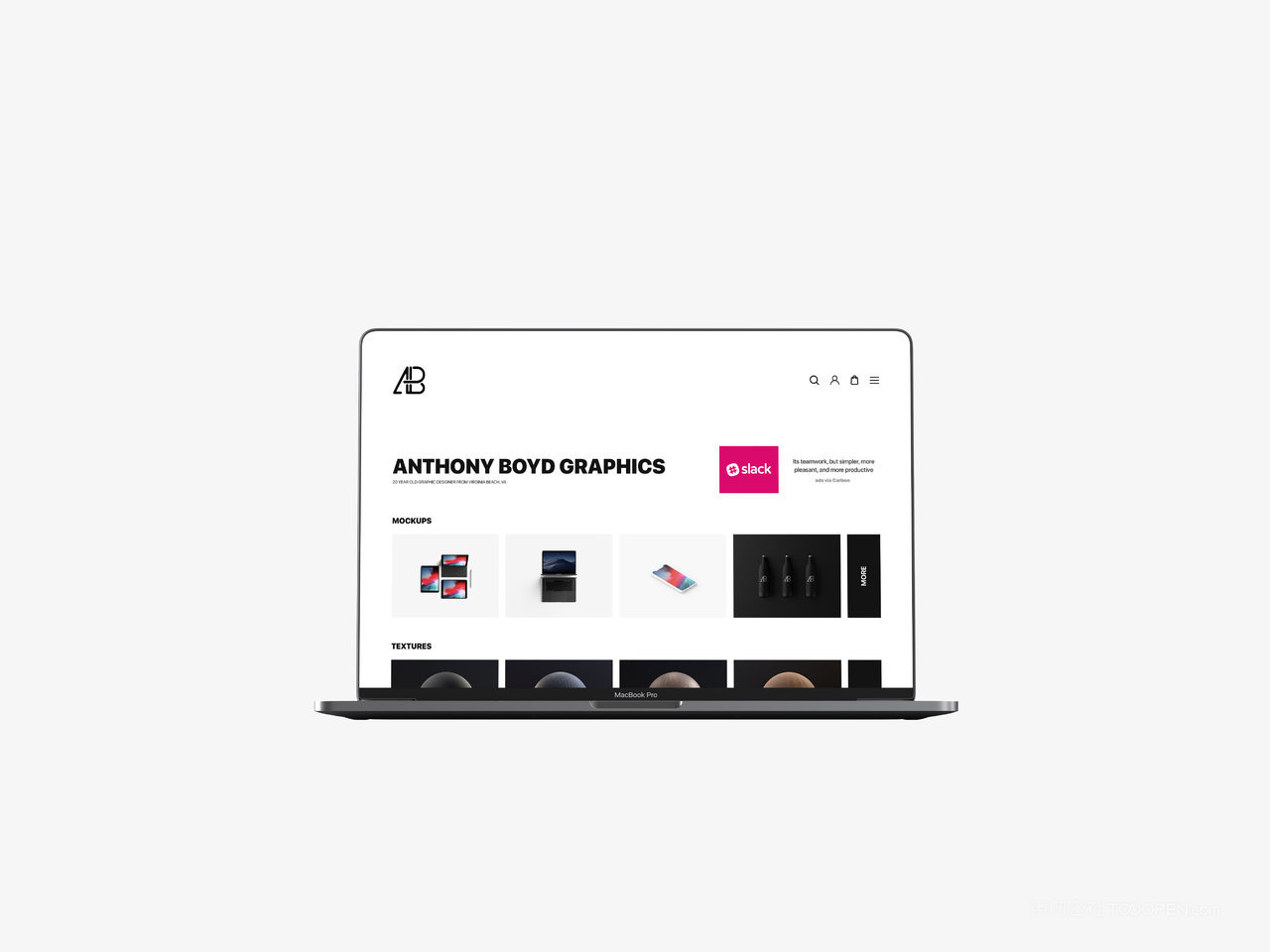 正面苹果笔记本电脑贴图样机