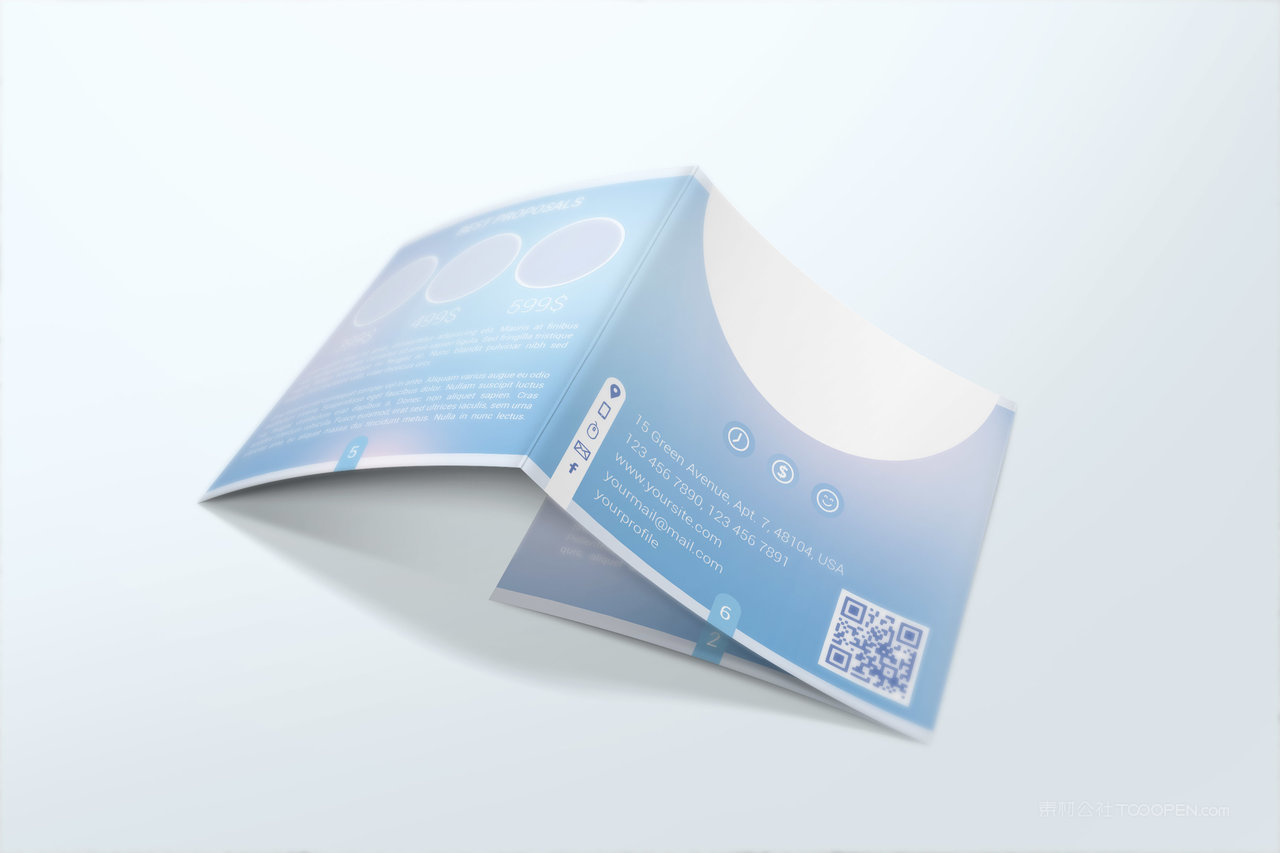 方形三折页样机