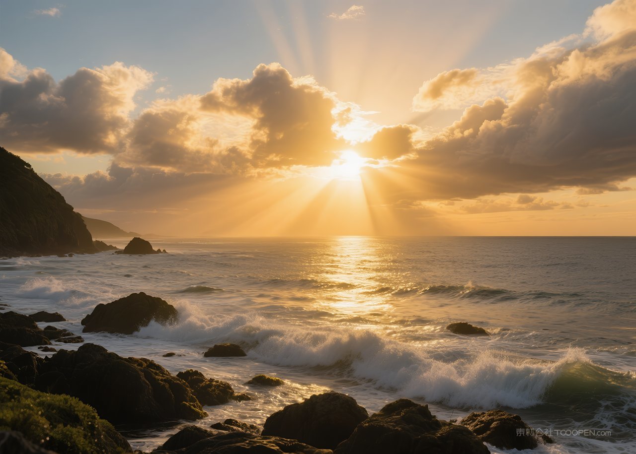 风景自然云彩天空景观日落唯美云层落日