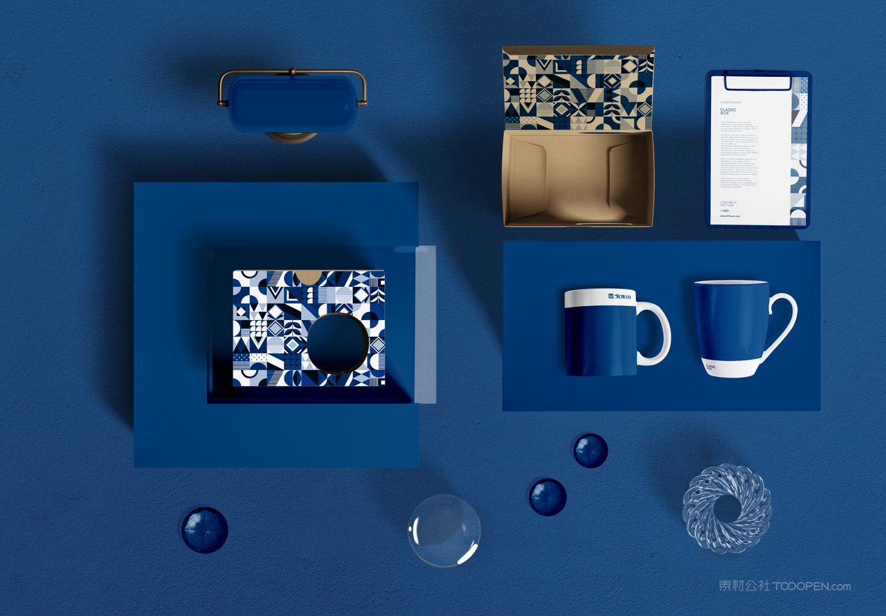 中国蓝文创马克杯水杯包装展台样机 (7)